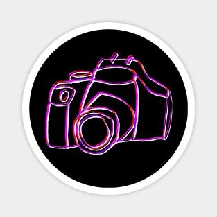 Minimal Pink Camera Line Art Magnet